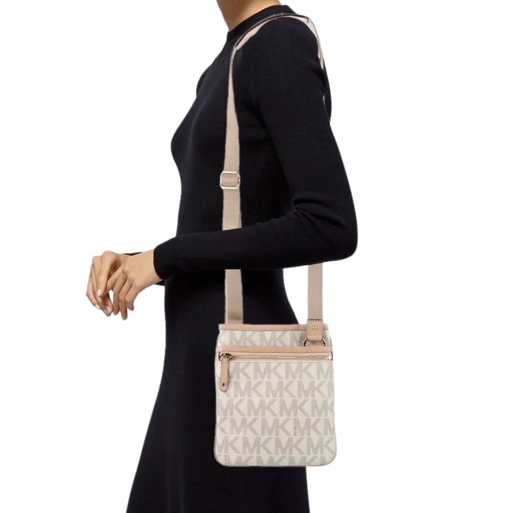 MICHAEL KORS: Coated Canvas Logo Print Crossbody Bag